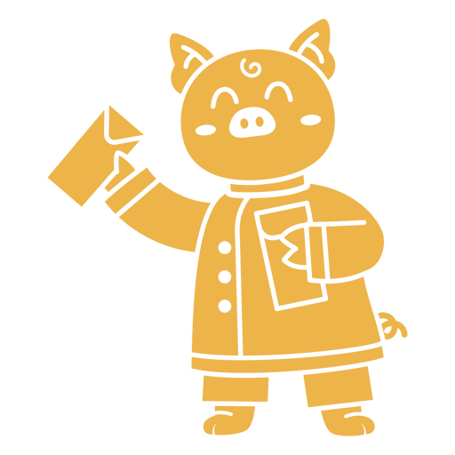 Cerdo de dibujos animados juguetón enviando correo Diseño PNG