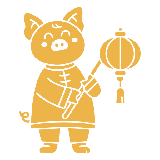 Personagem de porco brincalhão com design de lanterna Desenho PNG