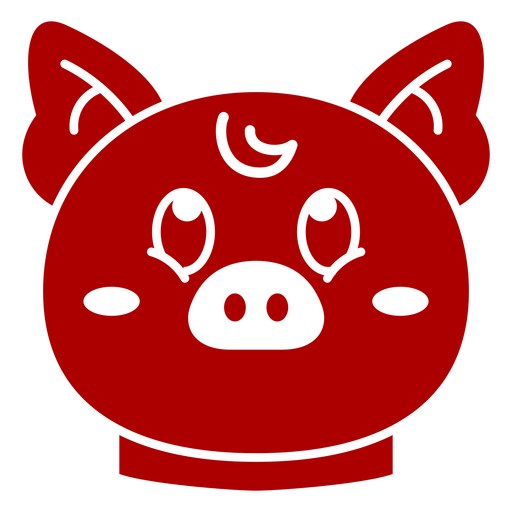 Icono de cabeza de cerdo rojo Diseño PNG