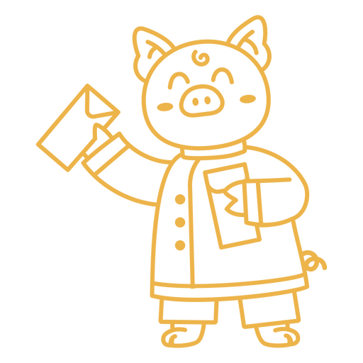 Chinese pig holding an envelope PNG Design