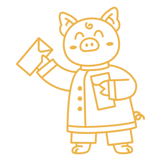 Chinesisches Schwein, das einen Umschlag hält PNG-Design