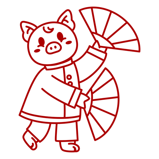 Diseño de camiseta con ilustración de un lindo personaje de cerdo con fans. Diseño PNG