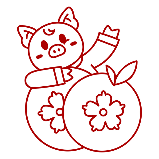 Ilustração divertida de porco com laranjas Desenho PNG