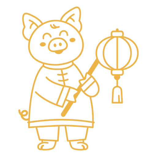 Cerdo chino sosteniendo una linterna Diseño PNG