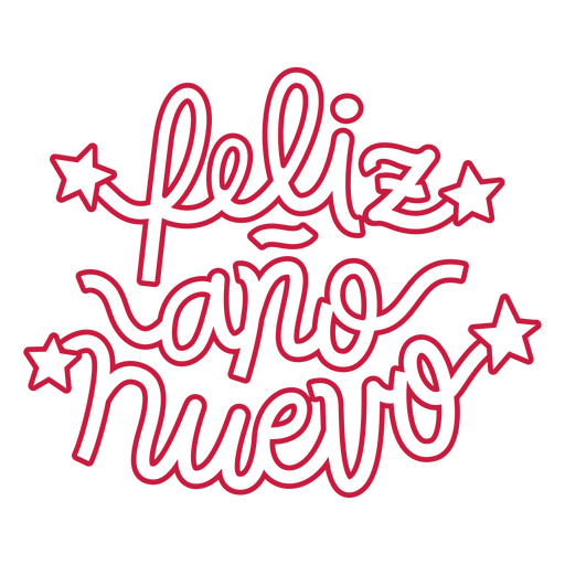 Feliz año nuevo letras rojas Diseño PNG