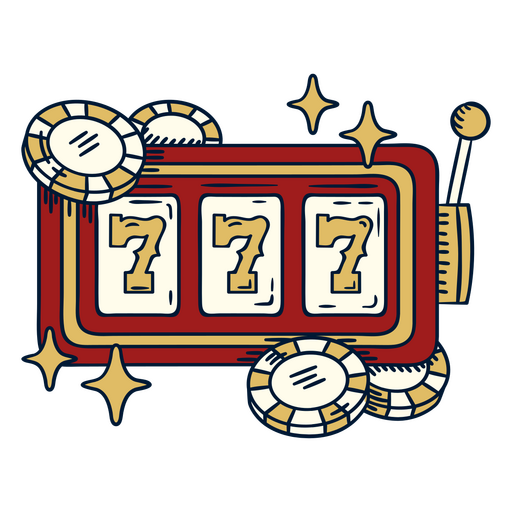 Slot machine with sevens and chips PNG Design