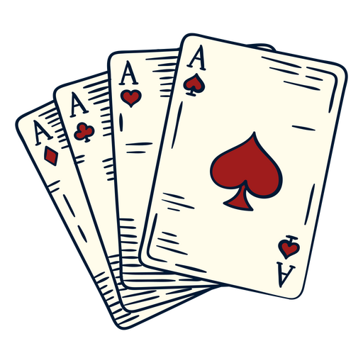 Four playing poker cards PNG Design