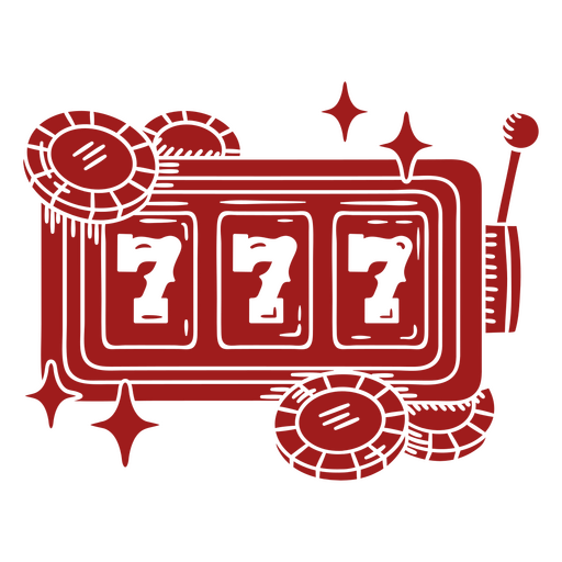 Red slot machine with sevens on it PNG Design