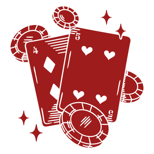 Red poker chips and cards PNG Design