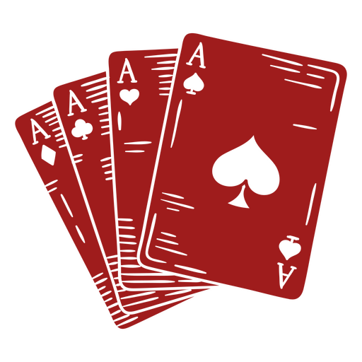 Cuatro naipes de póquer rojos Diseño PNG