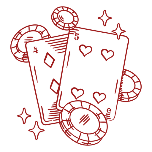 Rote Pokerchips und Herzen PNG-Design