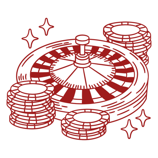 Rotes Roule-Rad und Münzen PNG-Design