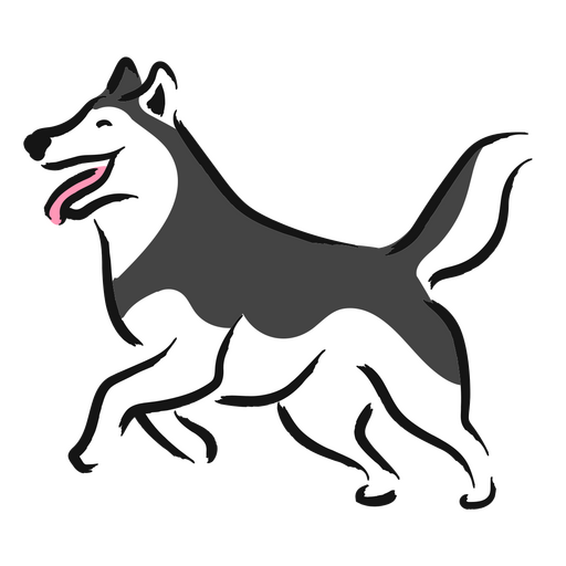 Fröhlicher Husky-Hund läuft PNG-Design