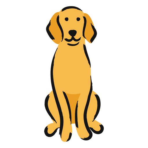 Golden retriever sitting and smiling PNG Design