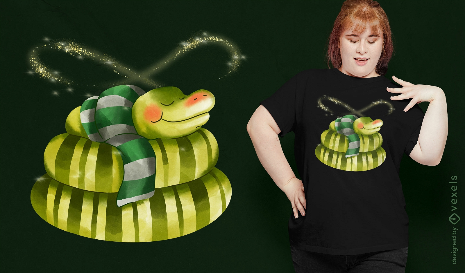 Diseño de camiseta de serpiente durmiente.