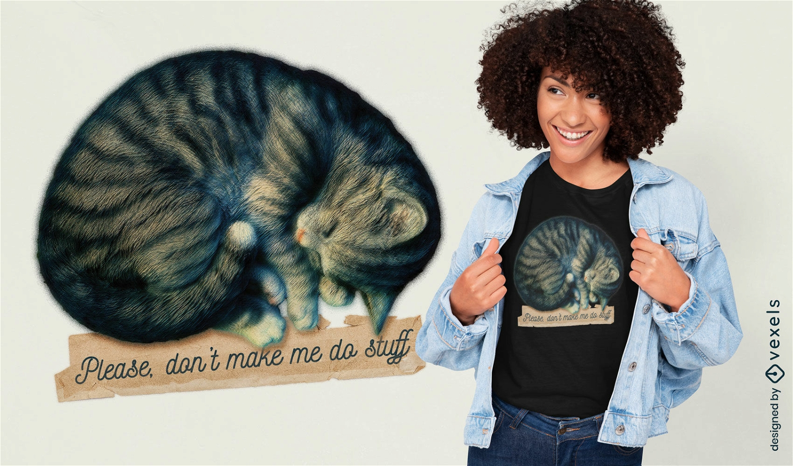 Diseño de camiseta de gato cansado.