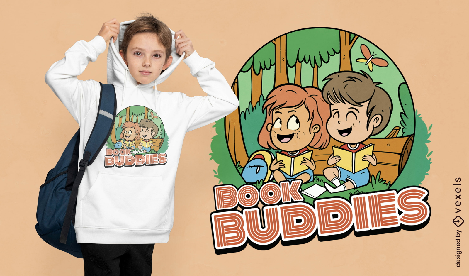 Book buddies kids t-shirt design