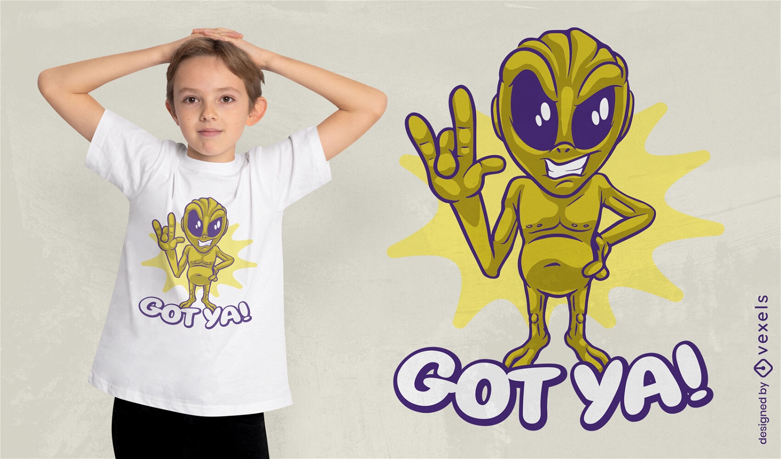 Cooles Alien-Charakter-T-Shirt-Design