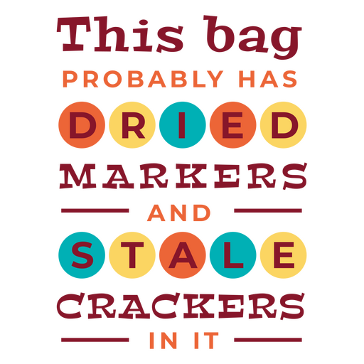 This bag probably has dried markers and stale crackers in it PNG Design