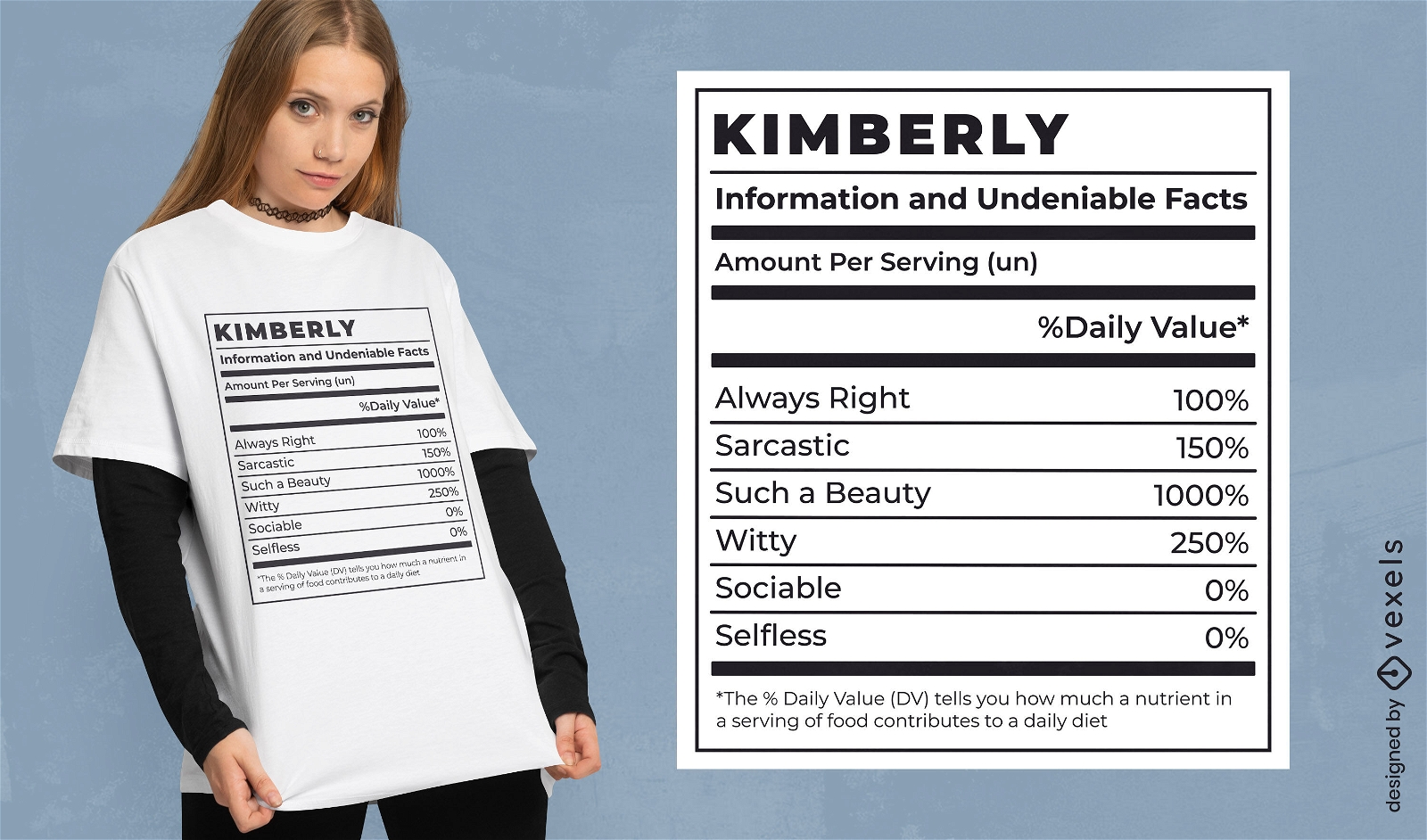Nutritional facts of a person t-shirt design