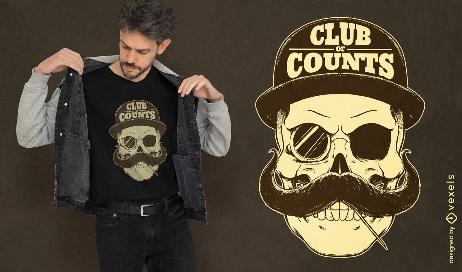 Fancy skull with monocle t-shirt design