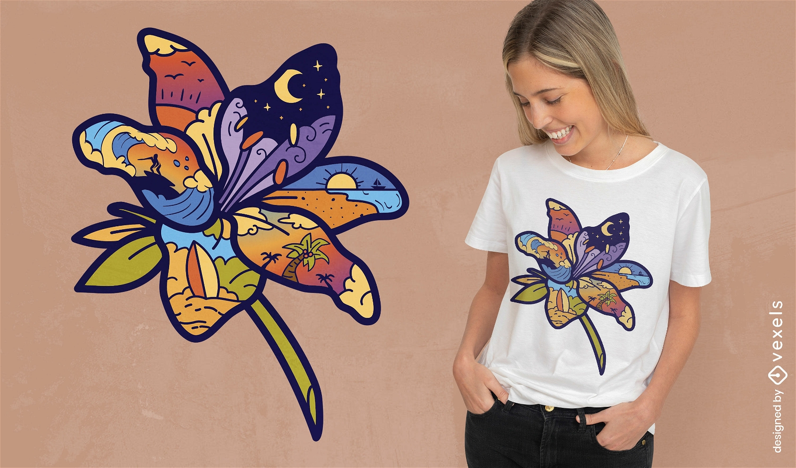 Design de camiseta de flor tropical do paraíso