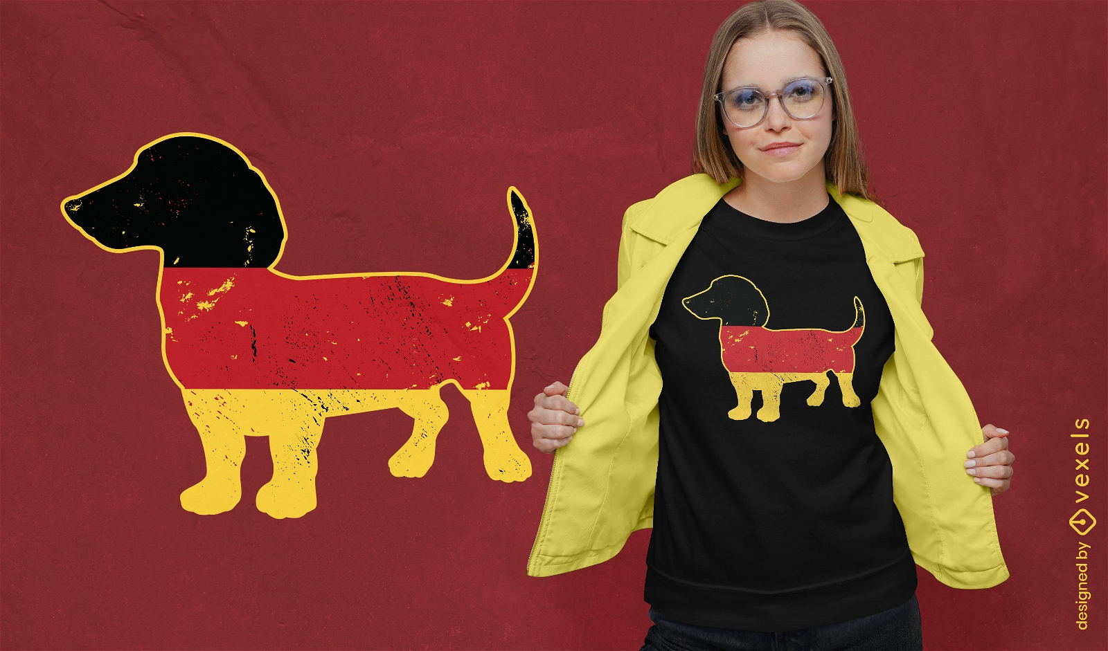 Design de camiseta de bandeira alemã de cachorro Daschund