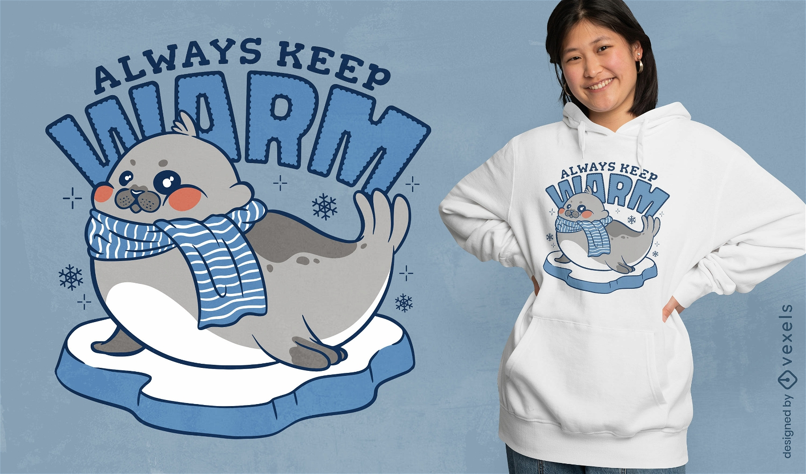 Cute seal animal with scarf t-shirt design