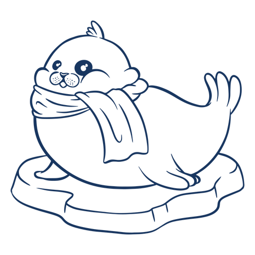 Seal with a scarf PNG Design