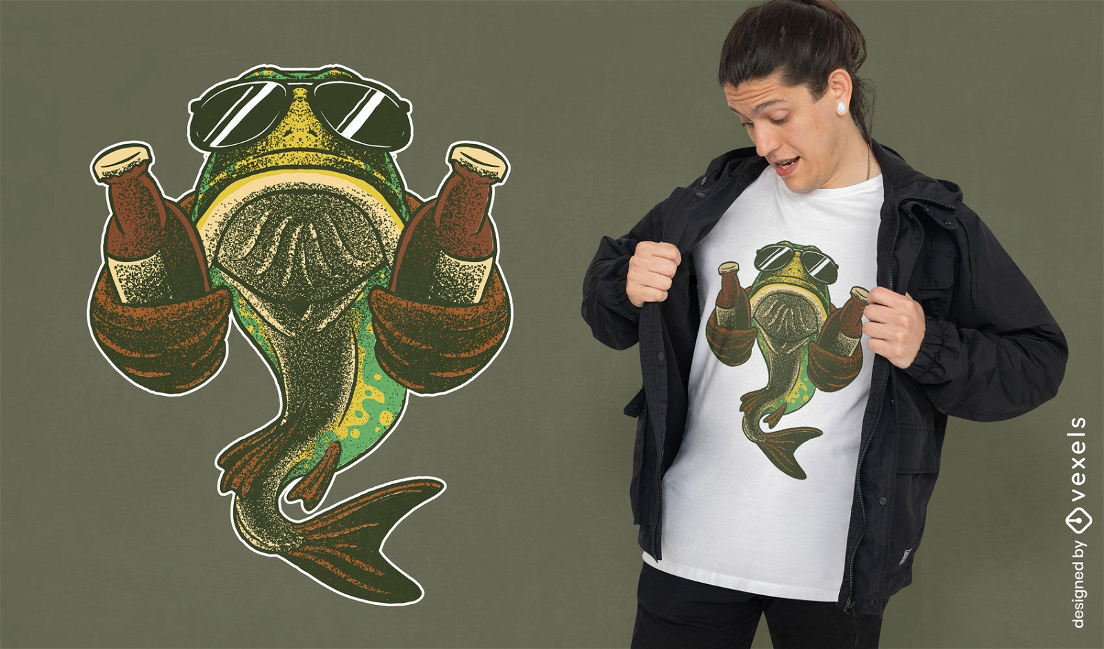 Pike fish with beer t-shirt design