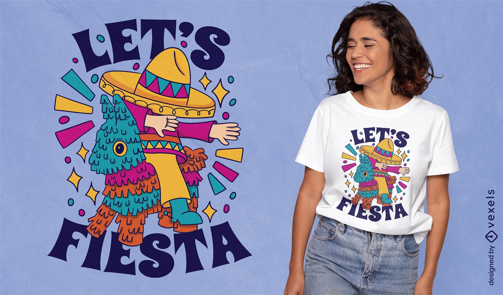 Mexikanisches Abtupfen auf Pinata-T-Shirt-Design