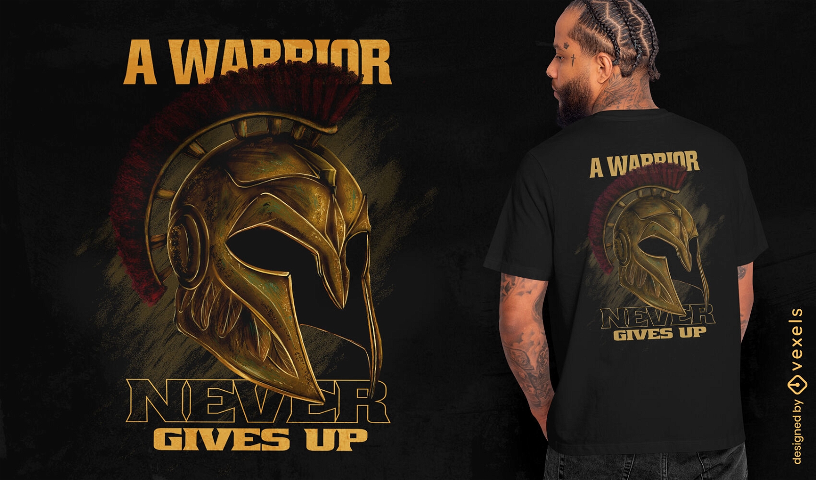 Realistisches spartanisches Kriegerhelm-T-Shirt-Design