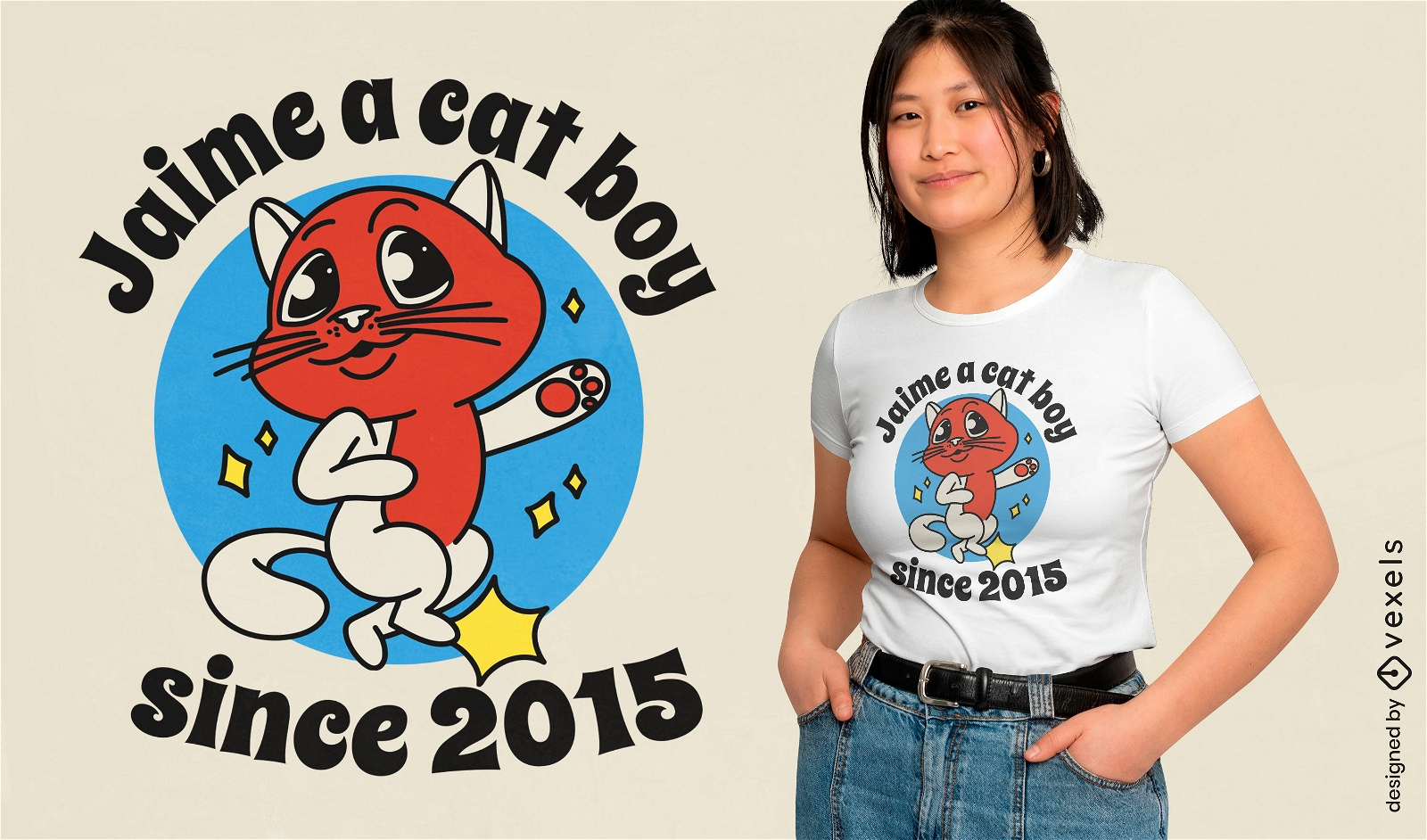 Cartoon Katze Tier tanzen T-Shirt-Design