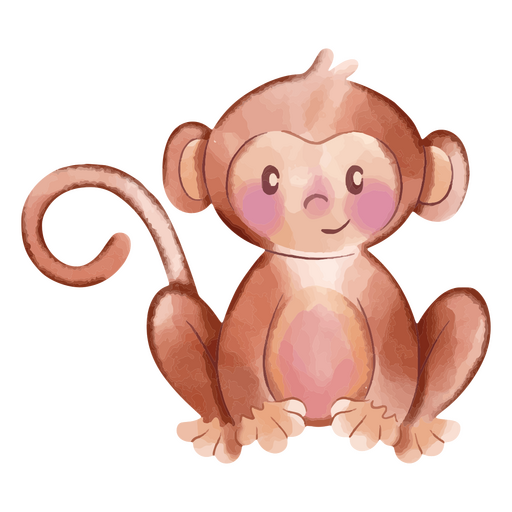 Design PNG E SVG De Animal Macaco Bonito Plana Para Camisetas