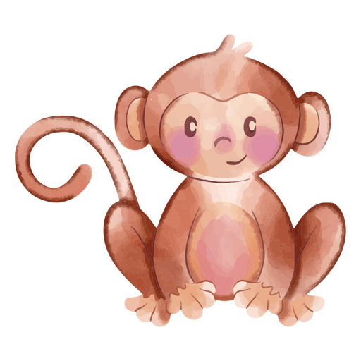 Mono acuarela sentado Diseño PNG