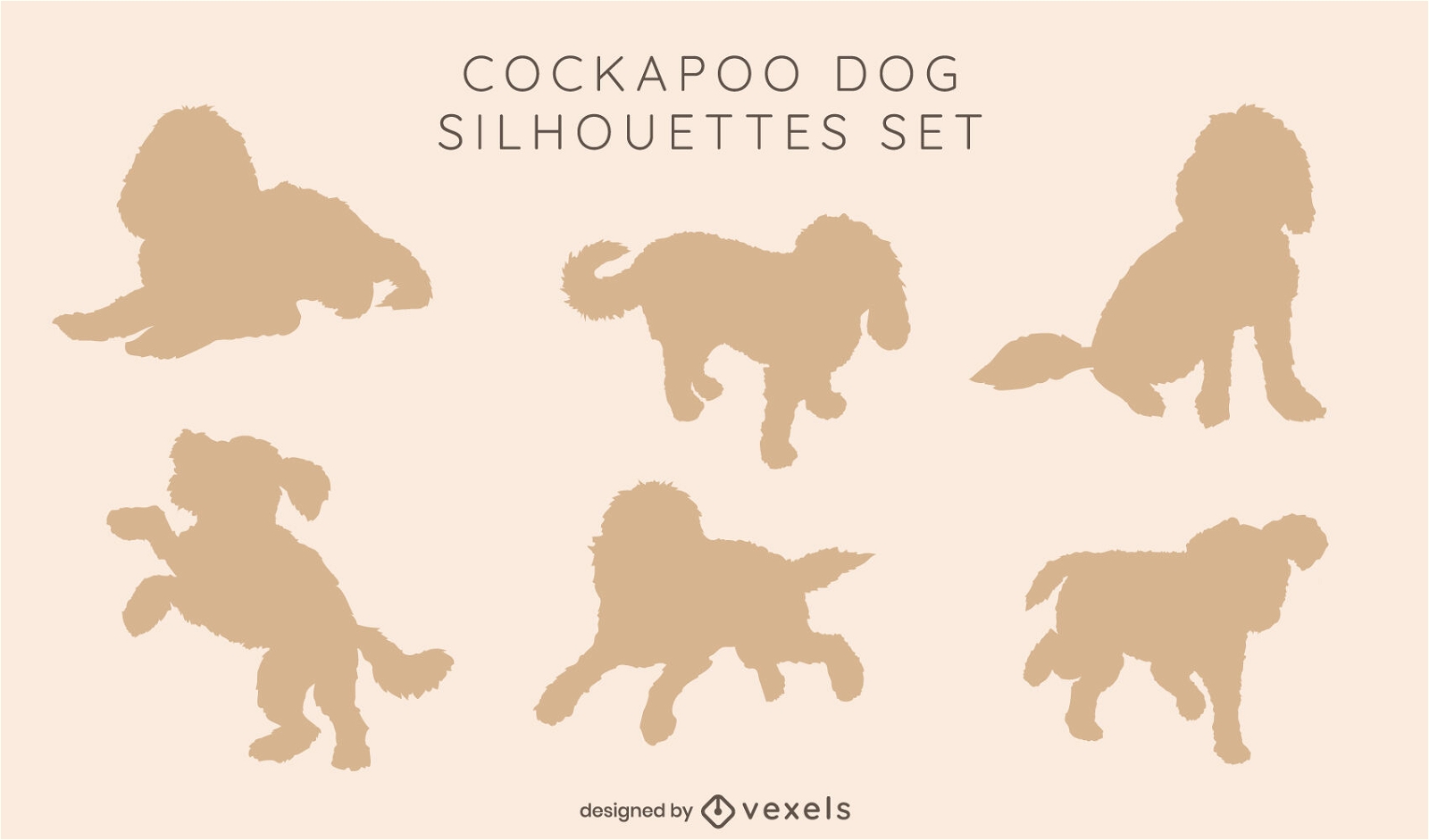 Cockapoo-Hund-Silhouette-Set