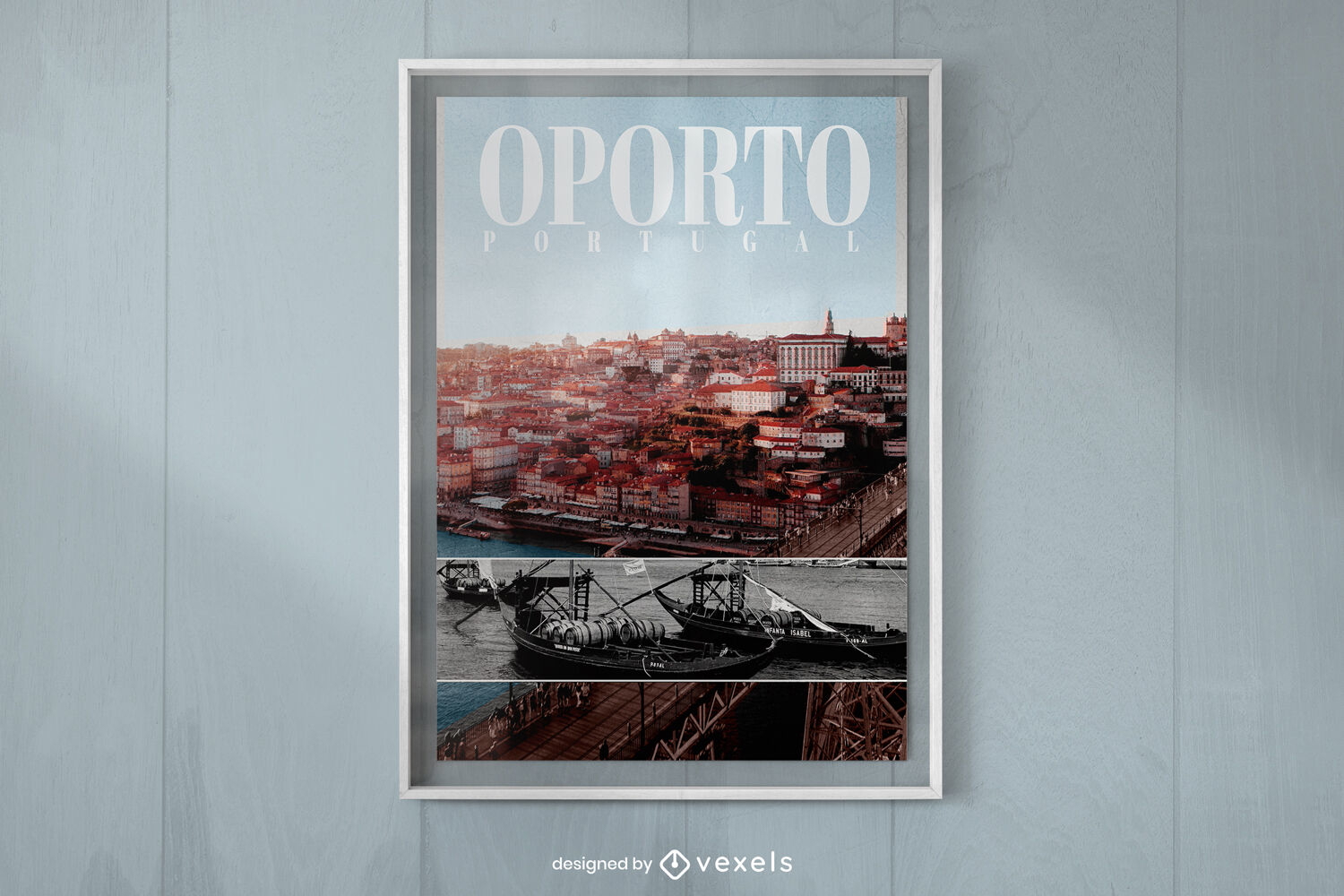 Cidade do porto em design de cartaz de portugal