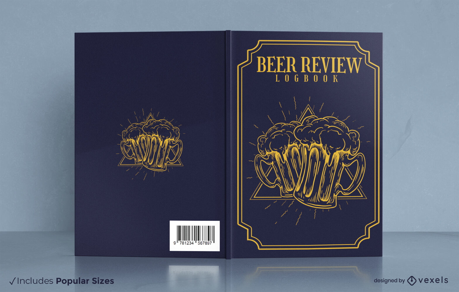 Diseño de portada de libro de revisión de cata de cerveza.