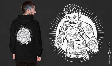Design de camiseta boxer tatuado da velha escola