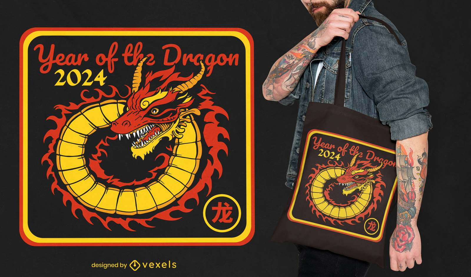 2024 Ano do design da sacola do dragão