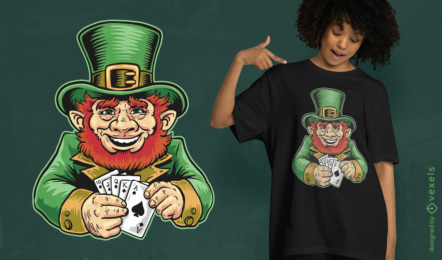 Design de camiseta de pôquer de duende irlandês