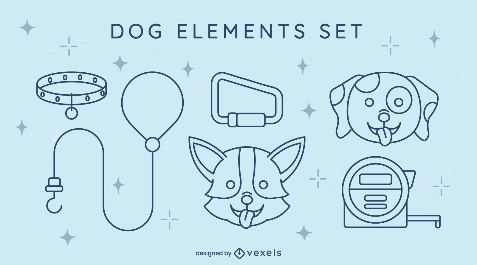 Dog elements stroke set