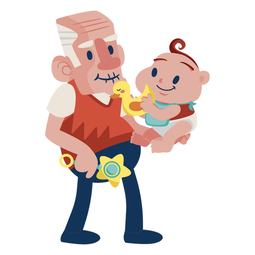 Old man holding a baby PNG Design