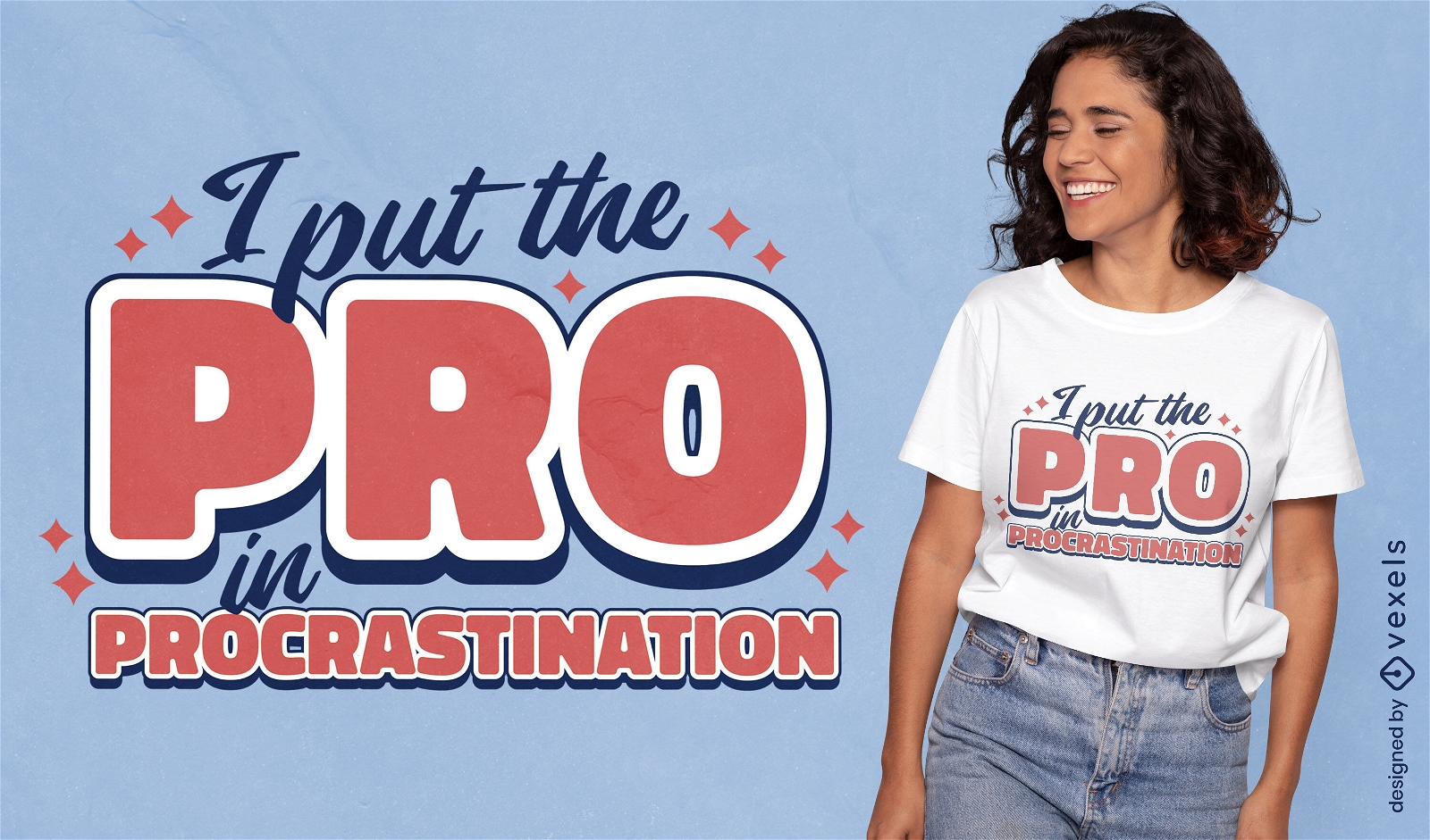 Design de camiseta com citação de procrastinação