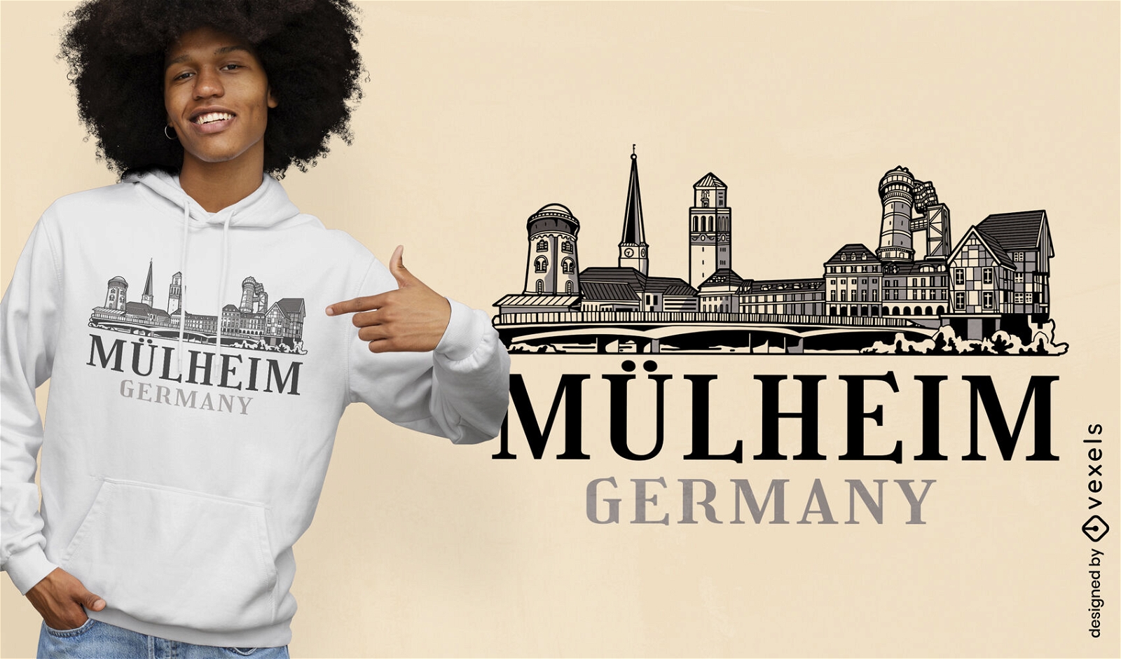 Design de camiseta do horizonte da Alemanha Mulheim