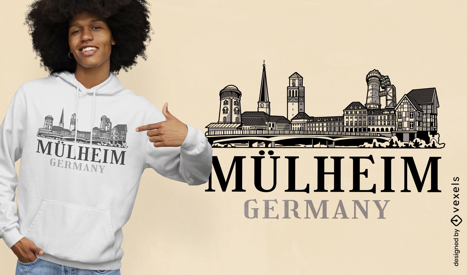 Mülheim Deutschland Skyline T-Shirt Design