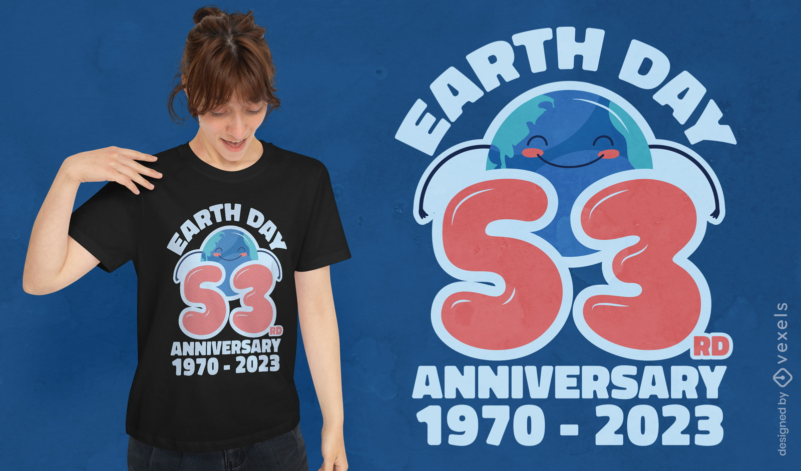 Diseño de camiseta del 53 aniversario de la Tierra.