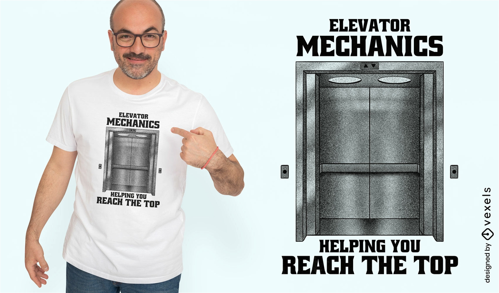Design de camiseta com citação de mecânica de elevador