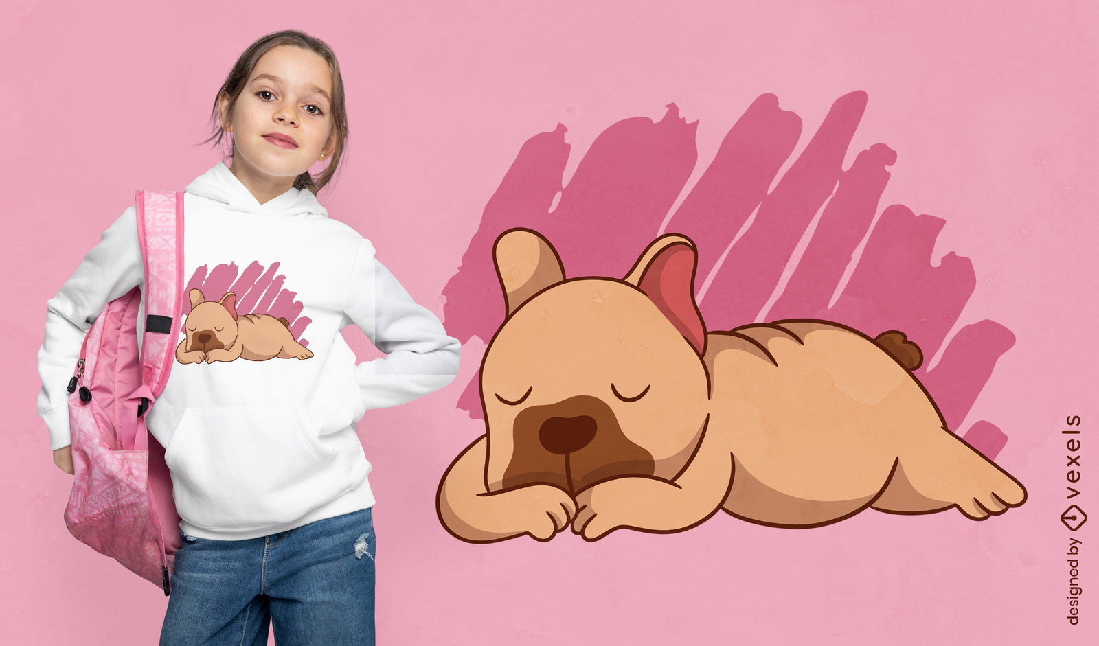 Diseño de camiseta de bulldog francés durmiendo