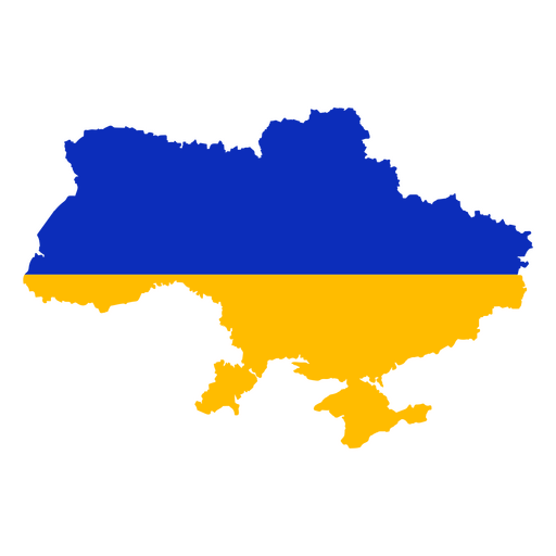 Design de mapa estilizado da Ucrânia em azul e amarelo Desenho PNG